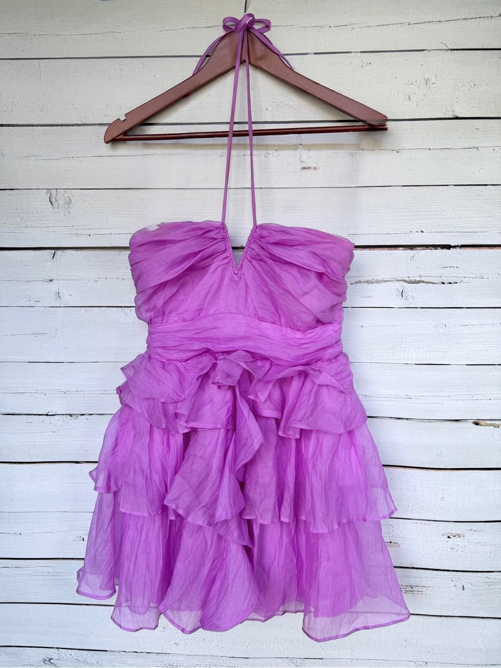 DO+BE Halter Neck Tiered Ruffle Mini Dress Size Large